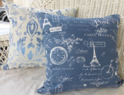 Premier Prints Paris Pillow Cover in Denim Blue, French Country Decor - image5